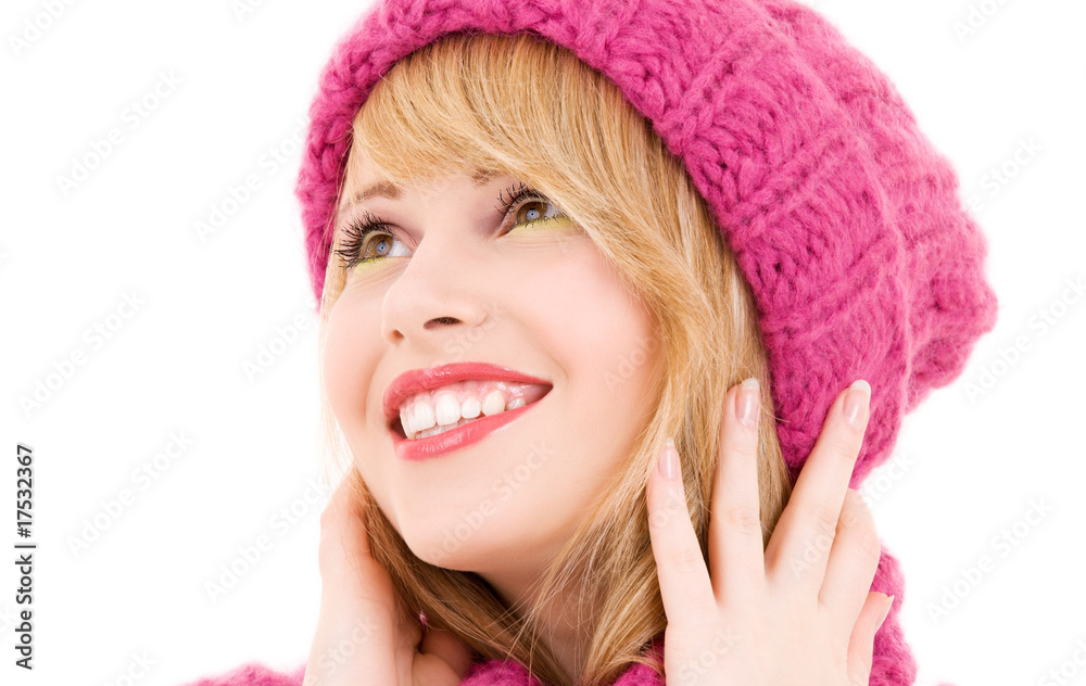 happy teenage girl in hat happy teenage girl in hat