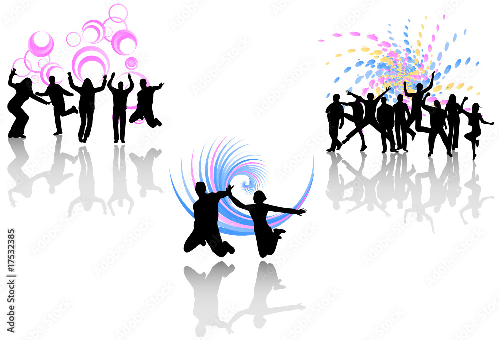 Illustration of people jumping and abstract Illustration of people jumping and abstract