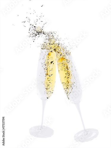 glasses with splashing champagne