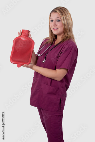 Nurse with hot water bottle