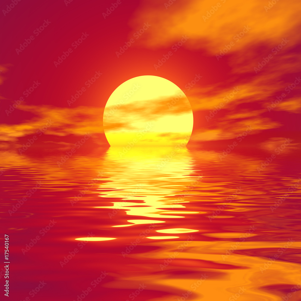 Fototapeta Czerwony zachód słońca. Miękkie kolory.