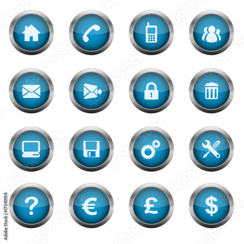 Blue Glossy Vector Button Set 1