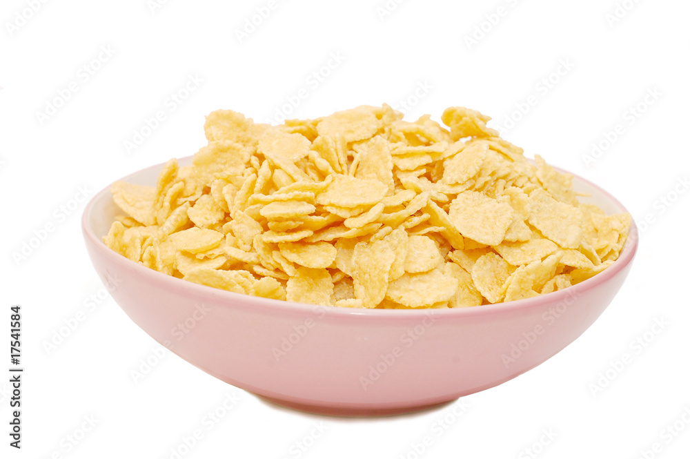 corn flakes In A Cup With White Background corn flakes In A Cup With White Background