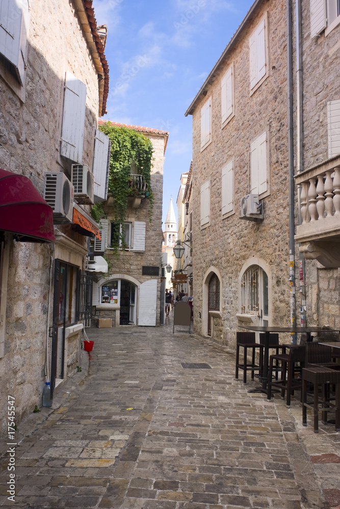 view of street in old town (Budva, Montenegro)