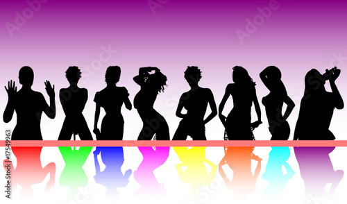 sexy girls in action vector silhouettes