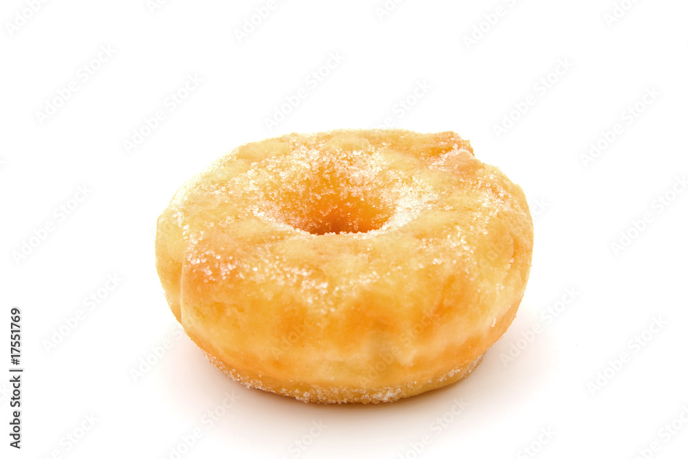 delicious sugar donut over white background