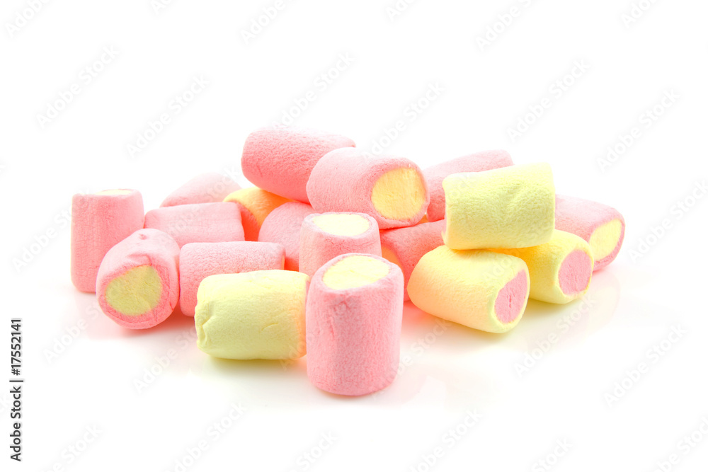 stack of colorful marshmallows over white background stack of colorful marshmallows over white background