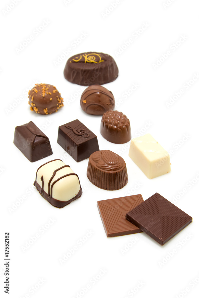 tasty chocolate bonbons over white background tasty chocolate bonbons over white background