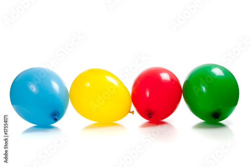 Multi-colored balloons on white