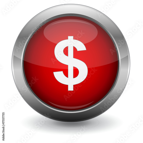 Red Glossy Vector Button - US Dollar
