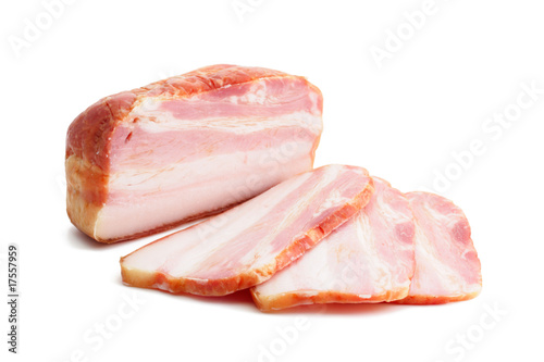 Smoked pork bacon and its slices