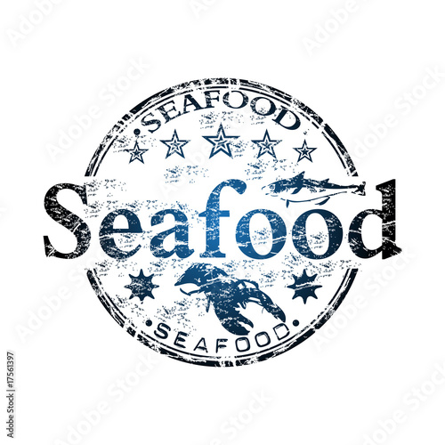 Seafood grunge rubber stamp