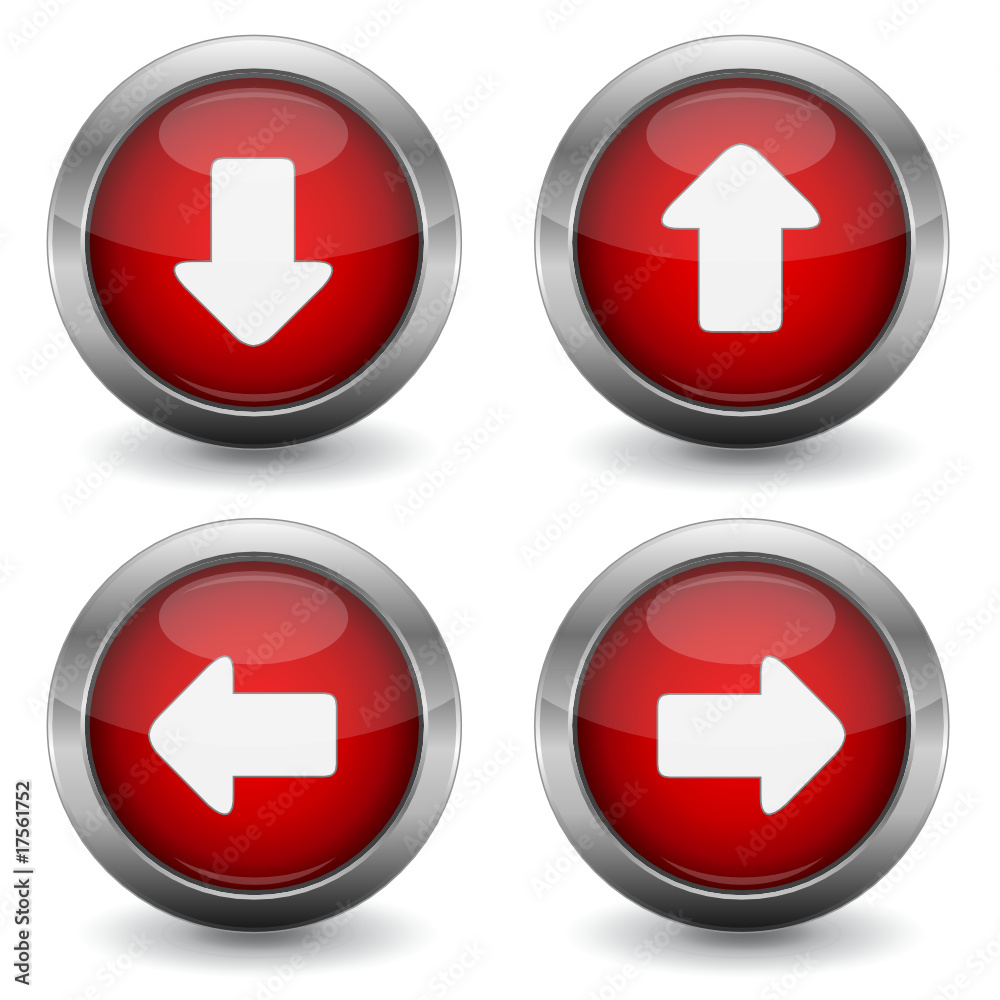 Red Glossy Vector Buttons - Arrows Red Glossy Vector Buttons - Arrows
