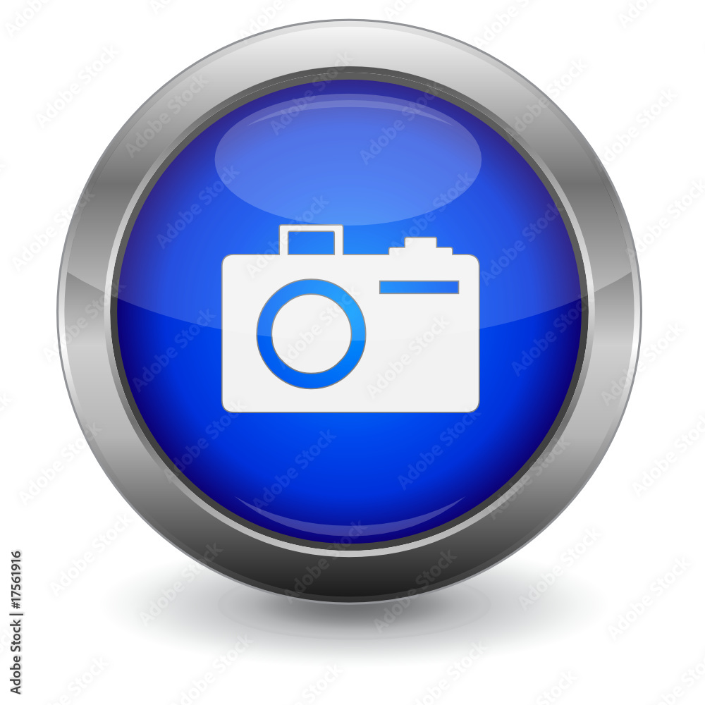 Blue Glossy Vector Button - Photos Blue Glossy Vector Button - Photos