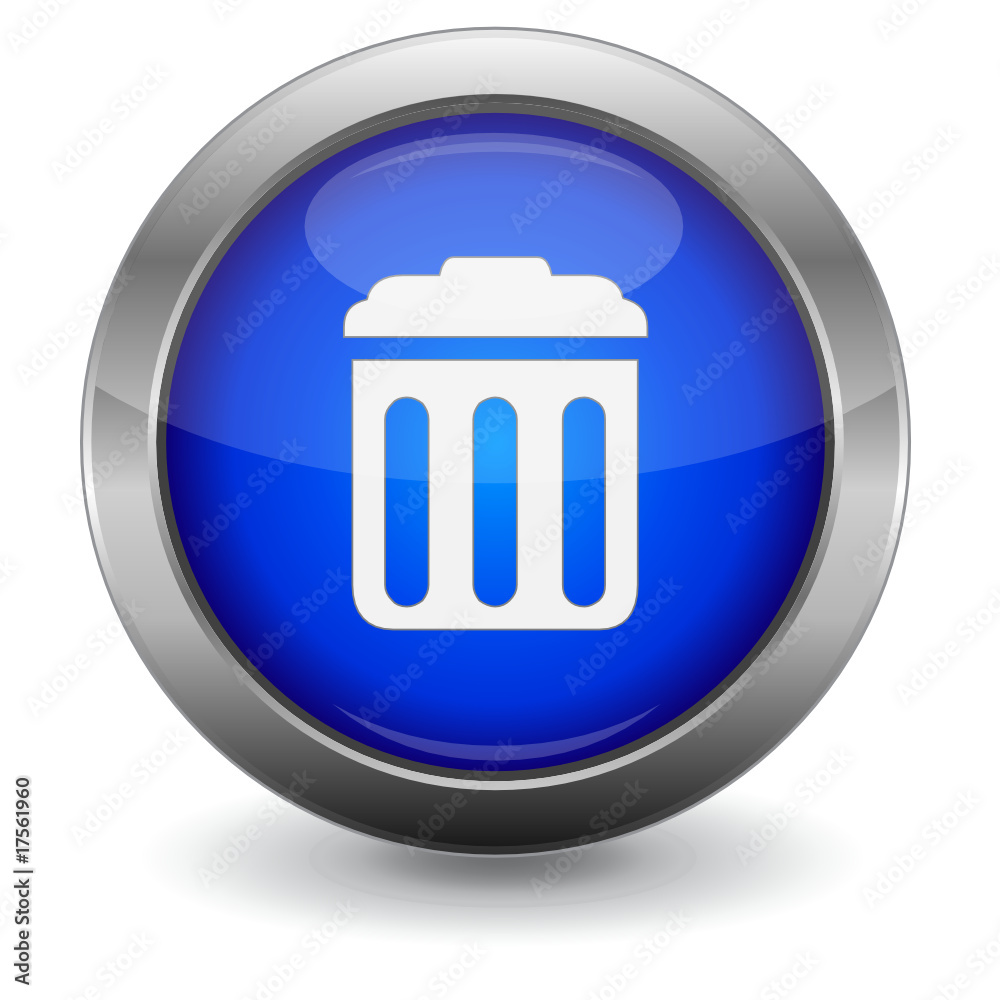 Blue Glossy Vector Button - Trash/Recycling Blue Glossy Vector Button - Trash/Recycling