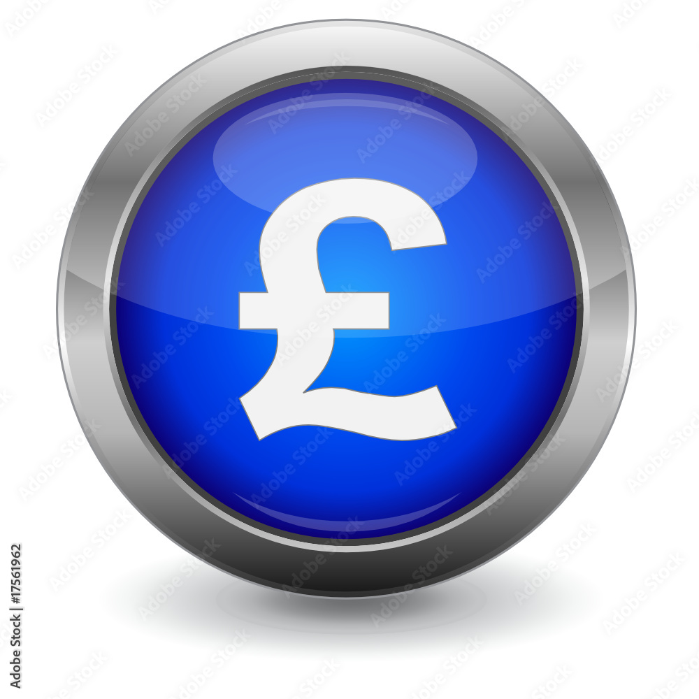 Blue Glossy Vector Button - UK Pound Sterling Blue Glossy Vector Button - UK Pound Sterling