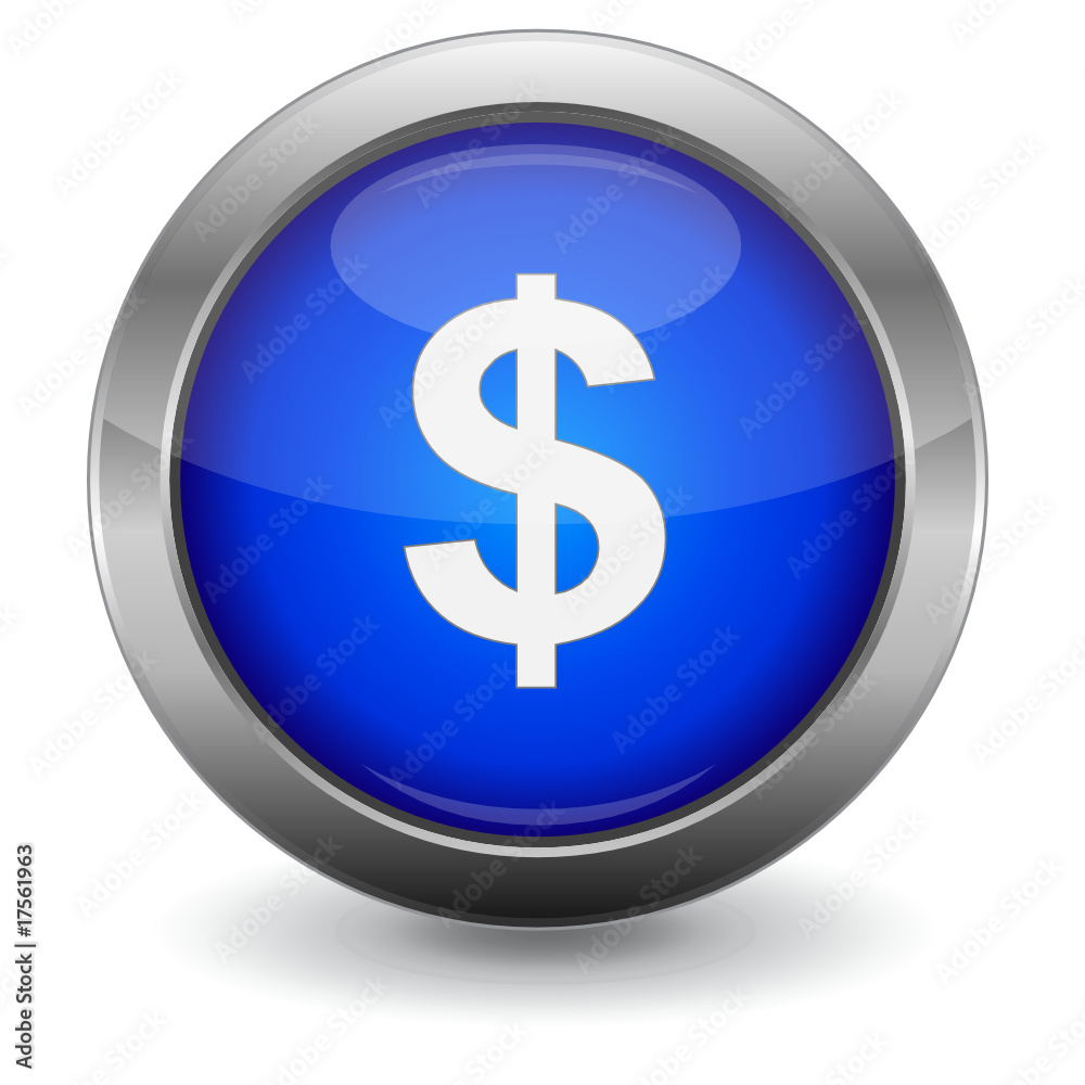 Blue Glossy Vector Button - US Dollar Blue Glossy Vector Button - US Dollar