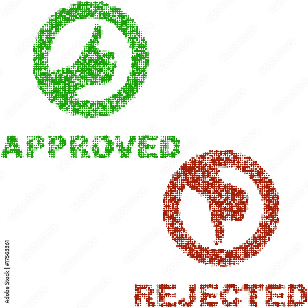 Approved and rejected elements. Approved and rejected elements.