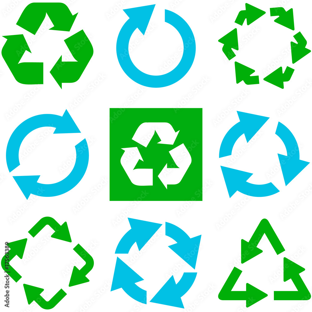 Recycle symbol button. Vector set. Recycle symbol button. Vector set.