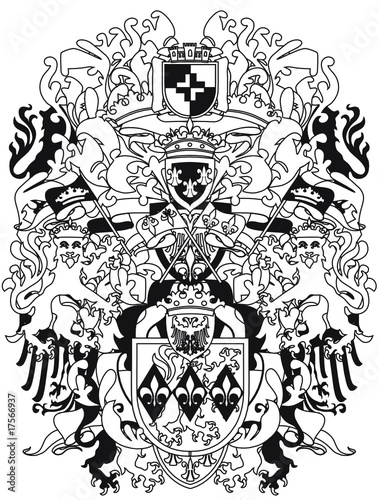 Modern heraldry design in black and white