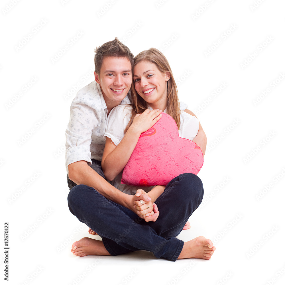 lively boy and girl with heart lively boy and girl with heart