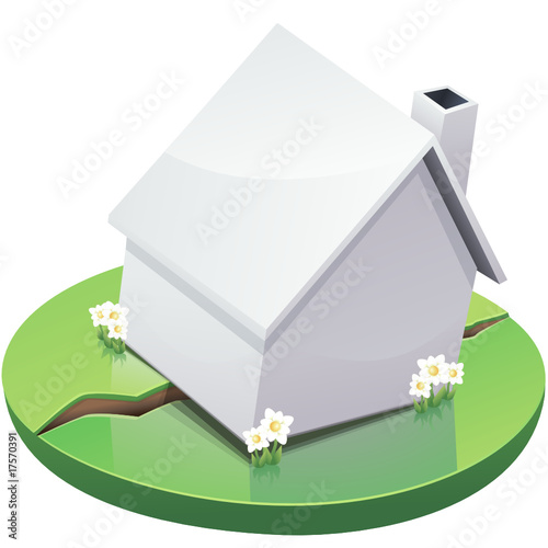 Maison blanche et affaissement de terrain (détouré)
