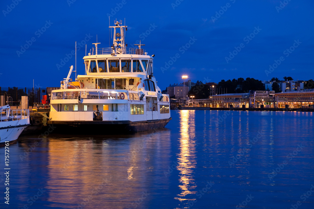 Small docked tourist ship