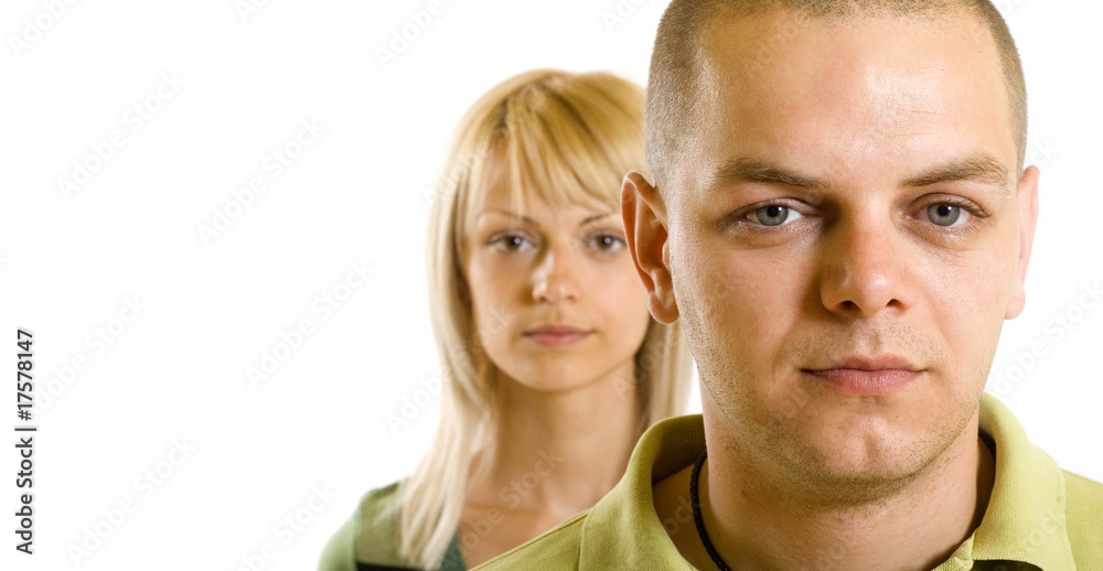 man in front of a woman man in front of a woman