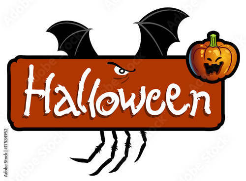 Halloween scary titling with bat wings and spider's legs