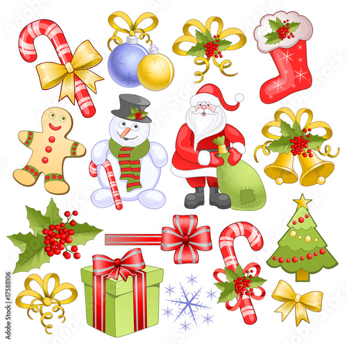 Big christmas set. Isolated objects.