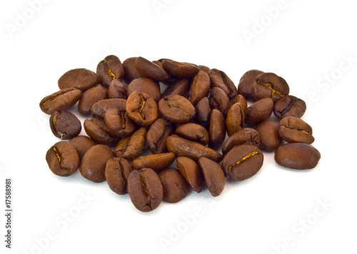 Coffee beans on a white background
