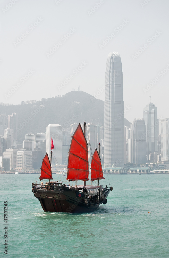 Fototapeta premium Hong Kong junk boat
