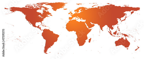 Carte du monde orange - planishère détaillé