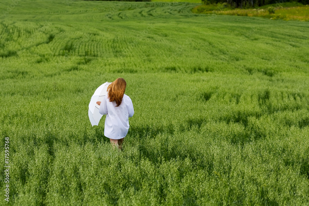 Woman with umbrella.