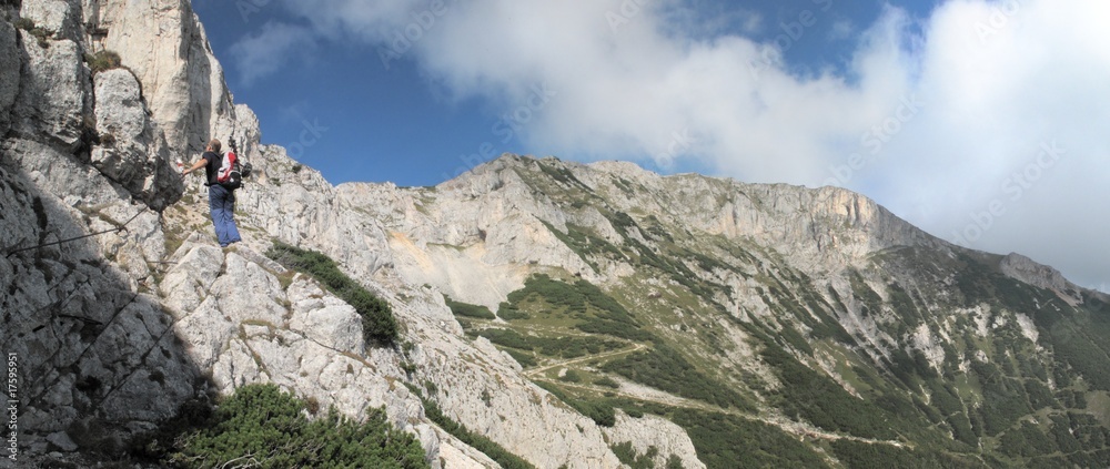on a route to Karl Ludwig mountain hut in Rax Alps