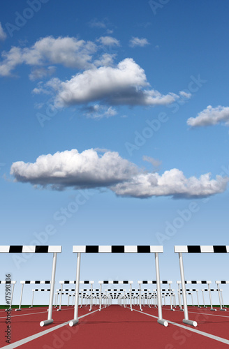 Hurdles track with sky background