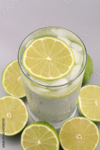 Lime drink and ripe limes