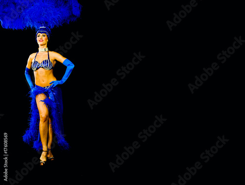 Obraz na plátně Vegas showgirl with lots of leg