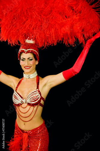 Photography showgirl in red costume