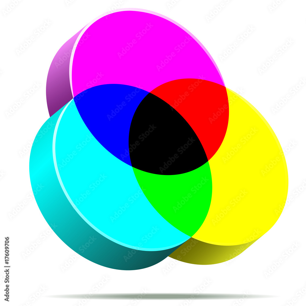 3D CMYK color icon isolated on white background. 3D CMYK color icon isolated on white background.