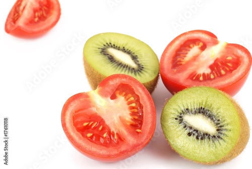 Isolated kiwi and tomato