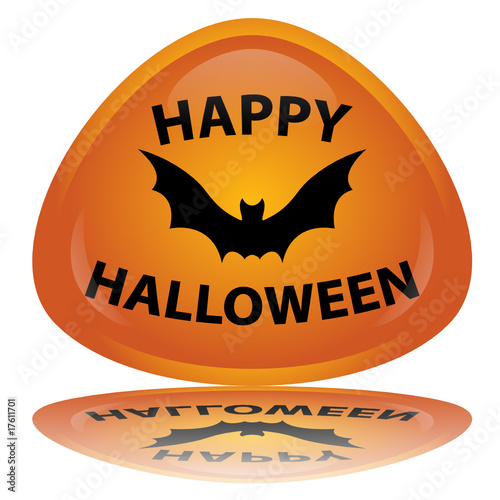 “Happy Halloween” Button (with Bat)