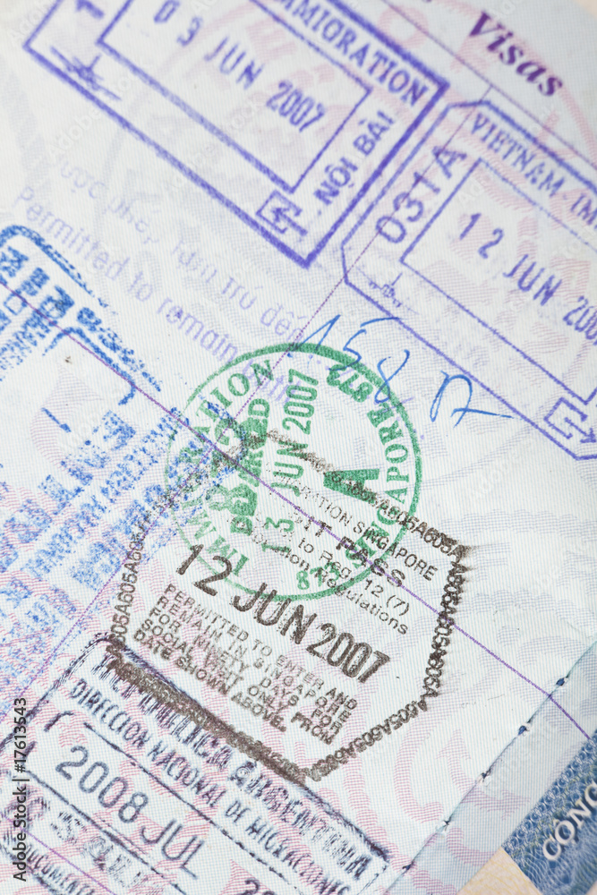 Naklejka premium Znaczki wizowe do paszportu USA