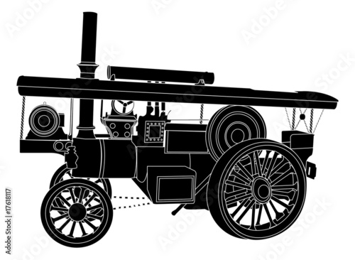 Vector silhouette of a steam engine