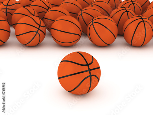3d basketballs on white ground