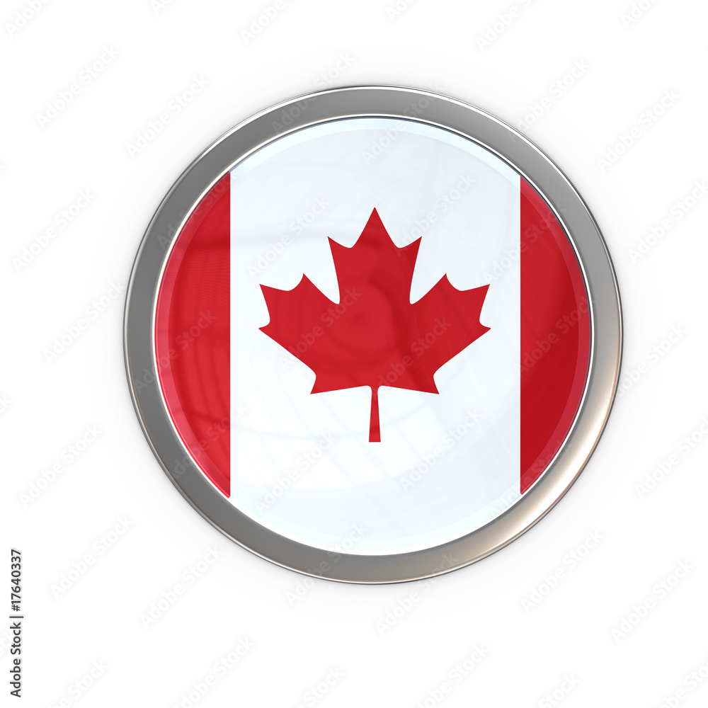 Obraz premium Glossy Button mit Flagge Kanada