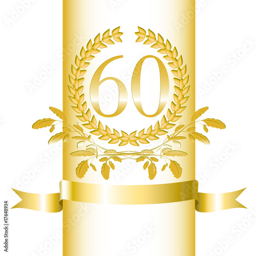 60-Lorbeerkranz mit Eichenblatt Dekor und Banner