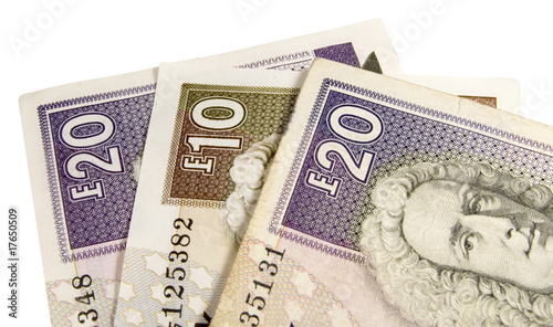 Fényképezés fifty scottish pounds isolated on white background