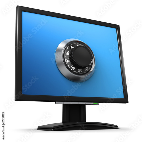 Display with combination lock - Computer security concept