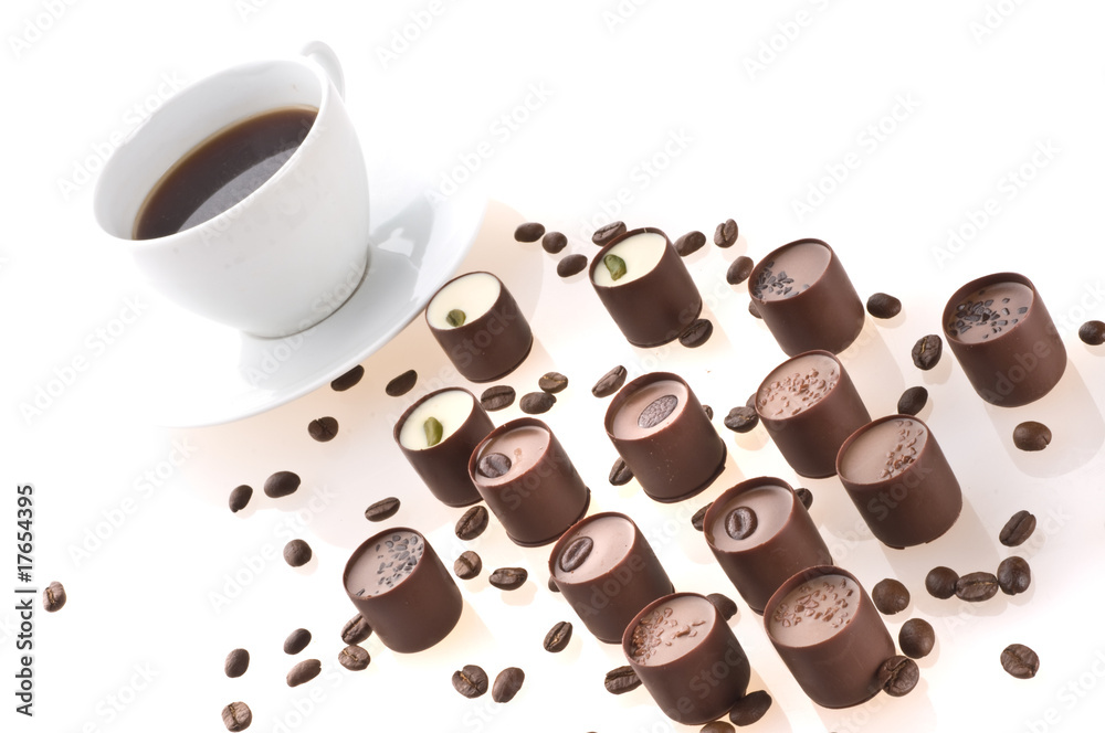 Obraz premium coffee grains and chocolates